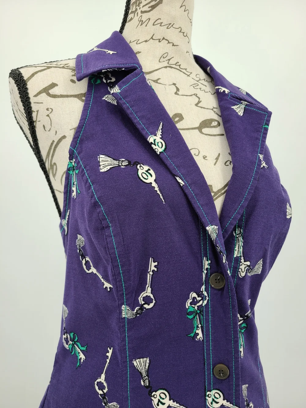 Anthropologie's Maeve Mini Halter Dress With Whimsical Key Print Size XL